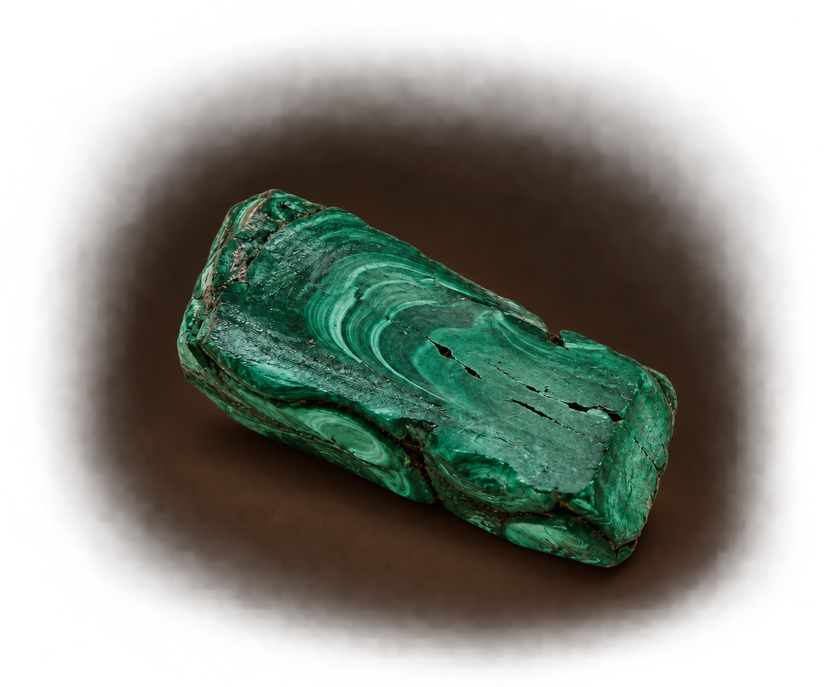 Piedra de malaquita natural en bruto con bandas de color verde intenso