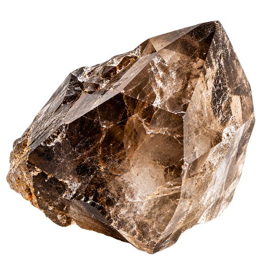 Piedra en bruto de cuarzo ahumado natural en tonos marrones y grises translúcidos