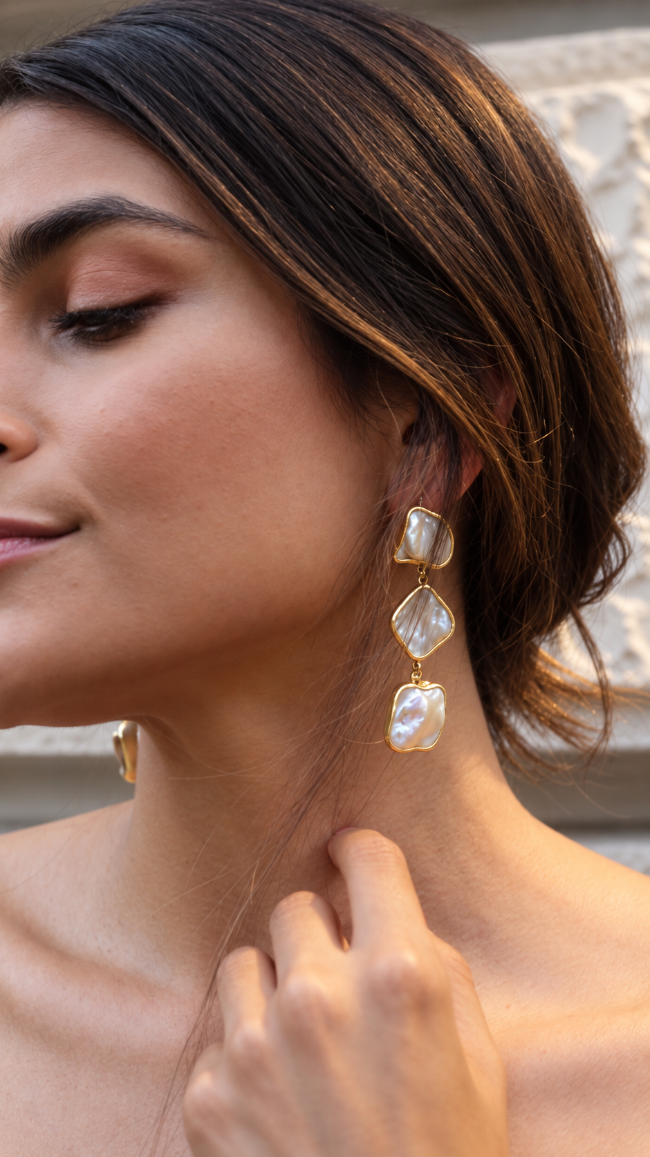 Three-Stone Drop Earrings